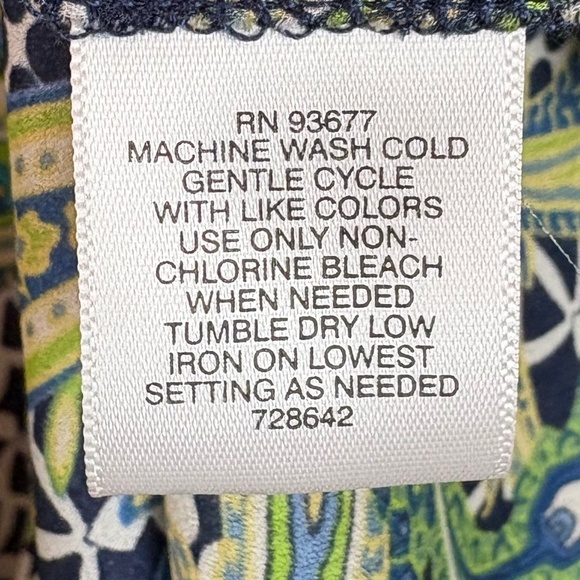 Liz Claiborne Blue/Green/Yellow Paisley Button Up Long Sleeve Blouse; Size 1X - Picture 7 of 7